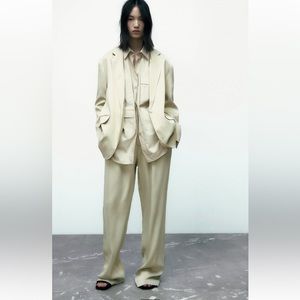 Zara Suit SATIN EFFECT BLAZER and SATIN PAJAMA PANTS